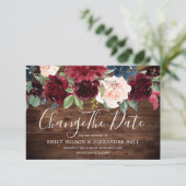 Save The Date Vin Rouge Rustique Fleurs de Bourgogne Changez la (Debout devant)