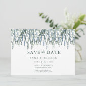 Save The Date Vin vert bleu Mariage Floral (Debout devant)