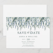 Save The Date Vin vert bleu Mariage Floral (Devant / Derrière)