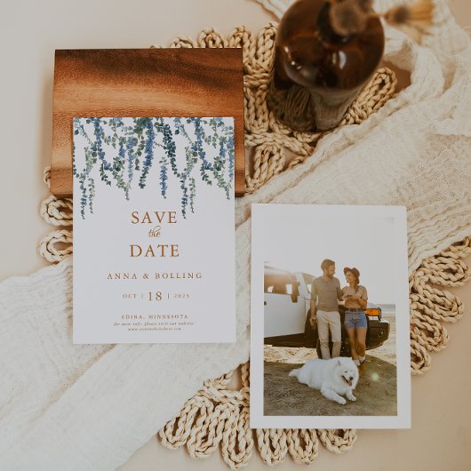 Save The Date Vin vert bleu Mariage Floral