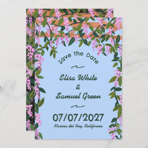 Save The Date Vins de la Wisteria Floral Custom Photo Mariage