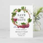 Save The Date Vins de raisin d'aquarelle moderne et élégant (Debout devant)
