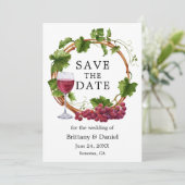 Save The Date Vins de raisin élégant moderne Aquarelle Wreath (Debout devant)