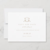 Save The Date Vins intemporels Crest beige Monogramme Photo (Devant)