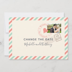 Save The Date Vintage Airmail Mariage Nouvelle photo Date