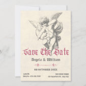 Save The Date Vintage ange gothique mariage (Devant)
