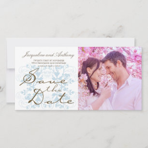 Save The Date Vintage Chic Aqua Floral Savourer Enregistrer La D