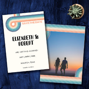 Save The Date Vintage Colorful 70'S Thème Rétro Mariage photo