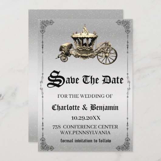 Save The Date Vintage conte de fées Mariage (Devant / Derrière)