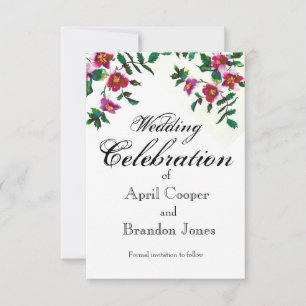 Save The Date Vintage couleur d'eau magenta rose sauvage roses
