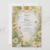 Save The Date Vintage Daisy Mariage Art Nouveau (Devant)