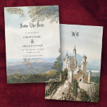 Save The Date Vintage Fairytale Castle Rustic Forest Mariage<br><div class="desc">Un beau château de conte de fées au milieu d'une forêt rustique. Un design mariage unique qui utilise des aquarelles vintages illustrant des décors de contes de fées. Un design mariage "une fois de temps" et "heureux toujours après" de style conte, idéal pour un thème prince et princesse mariage. L'élégante...</div>