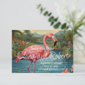 Save The Date Vintage flamant rose rose (Debout devant)