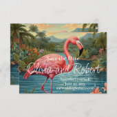 Save The Date Vintage flamant rose rose (Devant / Derrière)