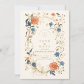 Save The Date Vintage Floral Fern Mariage (Devant)