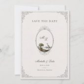 Save The Date Vintage French Landscape Monogram Wedding  (Devant)