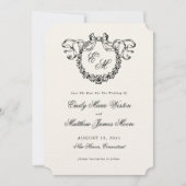 Save The Date Vintage French Monogram Wreath Elegant Wedding (Devant)