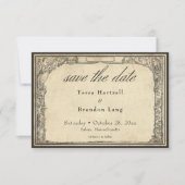 Save The Date Vintage Gothic Medieval Line Parchment Wedding (Devant)