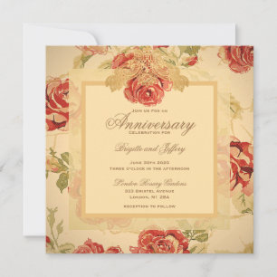 Save The Date Vintage jaune rustique rouge rose personnalisé ann