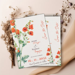 Save The Date Vintage Joli Orange Wild Mariage de script de fleu