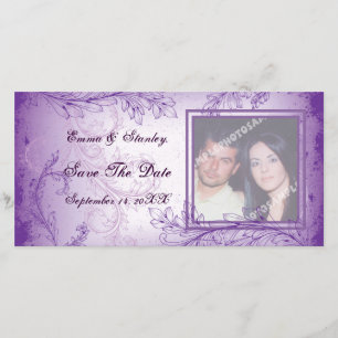 Save The Date Vintage lilas violet feuille de défilement mariage