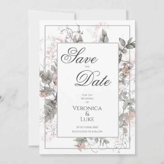 Save The Date Vintage Mariage végétal (Devant)