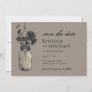 Save The Date Vintage Mason Jar & Fleurs sauvages Enregistrer la