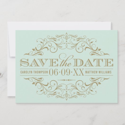 Save The Date Vintage Mint Antique Mariage (Devant)