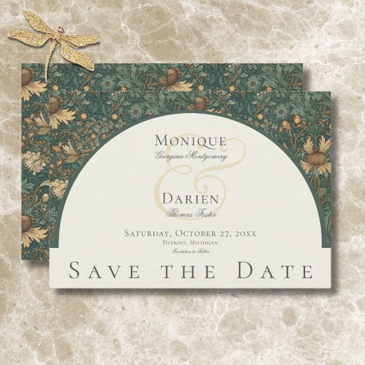 Save The Date Vintage Nature William Morris Mariage élégant
