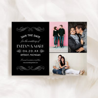 Vintage noir blanc Art déco Mariage Photo Collage