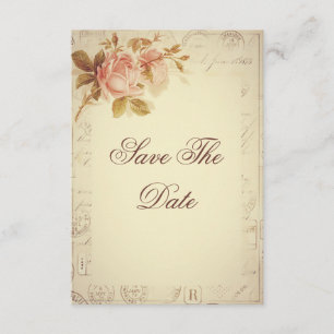 Save The Date Vintage Paris Postmarks Rose chic 50e