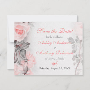 Save The Date Vintage Primrose rose Roses mariage Enregistrer la