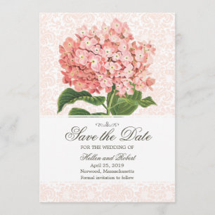 Save The Date Vintage Rose Hydrangea Enregistrer La Date