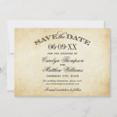 Save The Date Vintage Rustic Black Flourish Mariage (Dos)