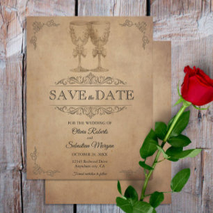Save The Date Vintage Rustique vieux parchemin Mariage victorien