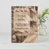 Save The Date Vintage Sepia Dahlia Mariage (Debout devant)