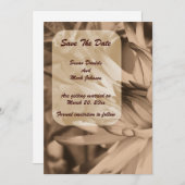Save The Date Vintage Sepia Dahlia Mariage (Devant / Derrière)