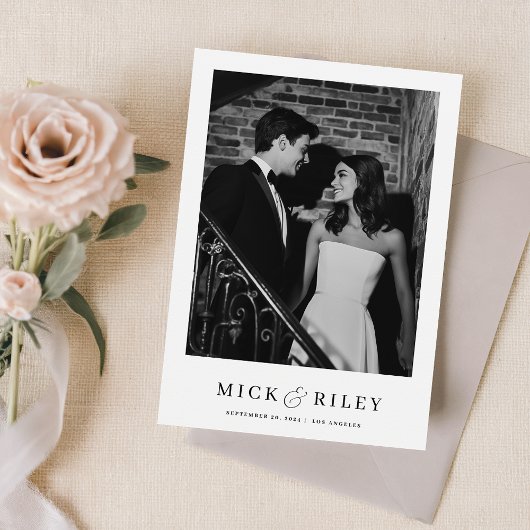 Save The Date Vintage simple Elegant Texte et Mariage photo