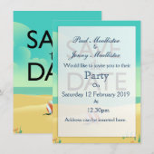 Save the Date Vintage Strand Kaart (Voorkant / Achterkant)