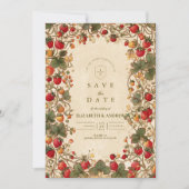 Save The Date Vintage Strawberry Garden Wedding (Devant)