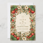 Save The Date Vintage Strawberry Garden Wedding (Devant)
