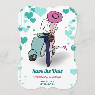 Save The Date Vintage Vespa Couple Enregistrer la date