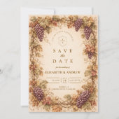 Save The Date Vintage Vineyard Grapes Wedding (Devant)