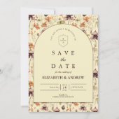 Save The Date Vintage Wildflower Arch Elegant Wedding (Devant)