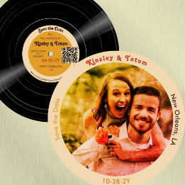 Save The Date Vinyl Enregistrer la photo Enregistrer la date QR 