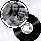 Save The Date Vinyl Record Monogramme Photo - Blanc