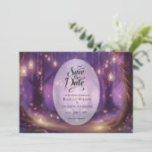 Save The Date Violet à minuit Mariage de forêt enchantée (Debout devant)