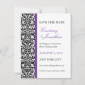 Save The Date Violet Accented Damask Enregistrer la date (Devant)