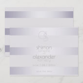 Save The Date Violet Argent Rayures Brillantes Monogramme2 (Devant / Derrière)