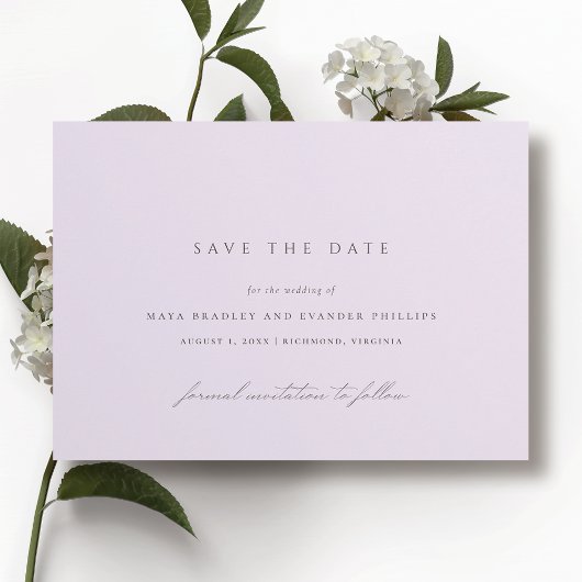 Save The Date Violet Clair | Mariage Lavande Aérien Formel
